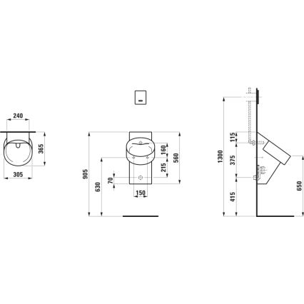 LAUFEN H8402857160001 - Ουρητήριο VAL με οπίσθια παροχή και οπίσθια αποχέτευση, κεραμική κατασκευή σε ματ μαύρο