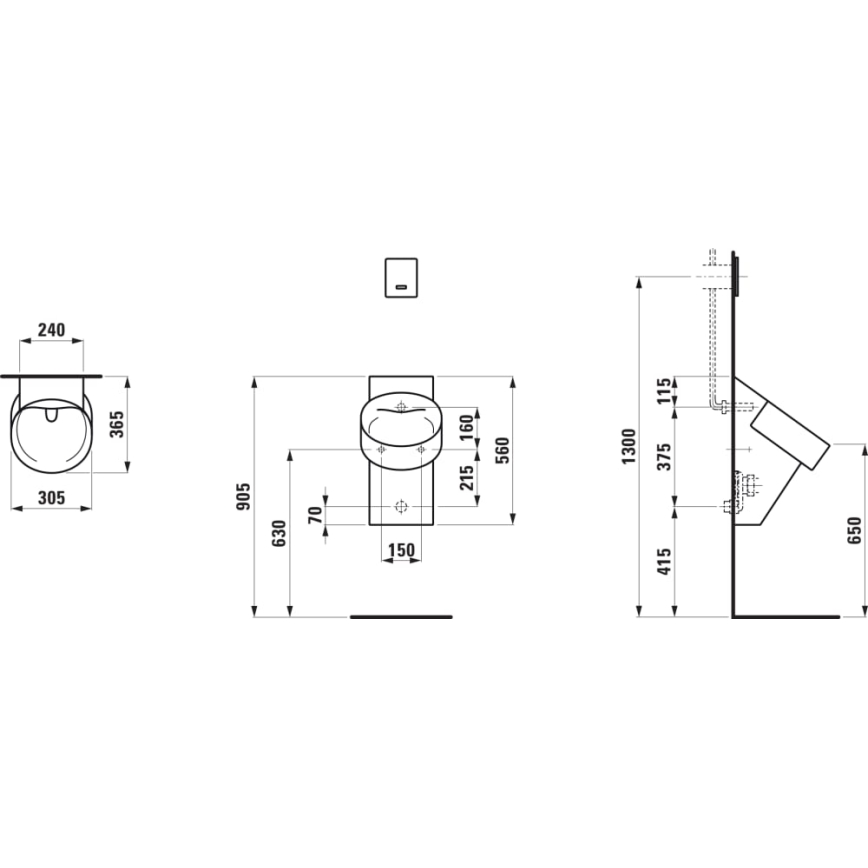 LAUFEN H8402857160001 - Ουρητήριο VAL με οπίσθια παροχή και οπίσθια αποχέτευση, κεραμική κατασκευή σε ματ μαύρο