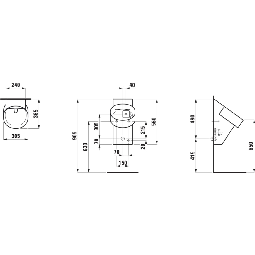 LAUFEN H8402867160001 - Ουρητήρας με αισθητήρα VAL 230V πίσω παροχή, πίσω αποχέτευση κεραμικός/ματ μαύρο
