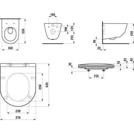 LAUFEN H8669530000001 - Επιτοίχια λεκάνη PRO, κεραμικό/λευκό + κάθισμα WC SoftClose PRO από Duroplast/λευκό