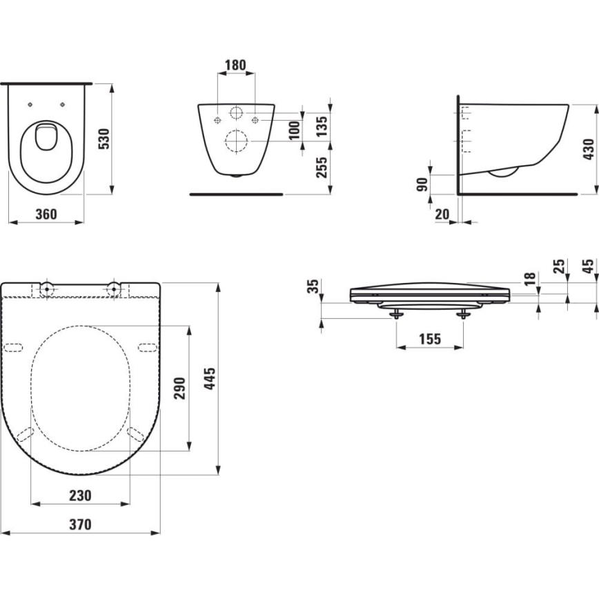 LAUFEN H8669530000001 - Επιτοίχια λεκάνη PRO, κεραμικό/λευκό + κάθισμα WC SoftClose PRO από Duroplast/λευκό