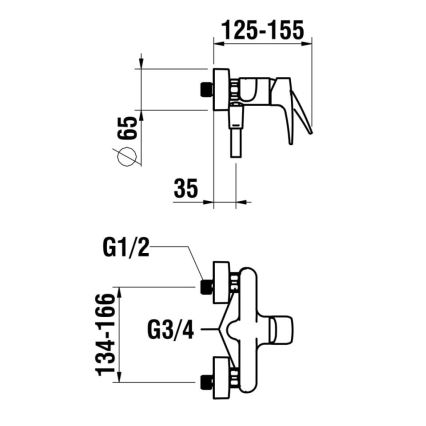 LAUFEN HF500750100600 - Σετ μπάνιου με μπαταρία LAURIN γυαλιστερό χρώμιο