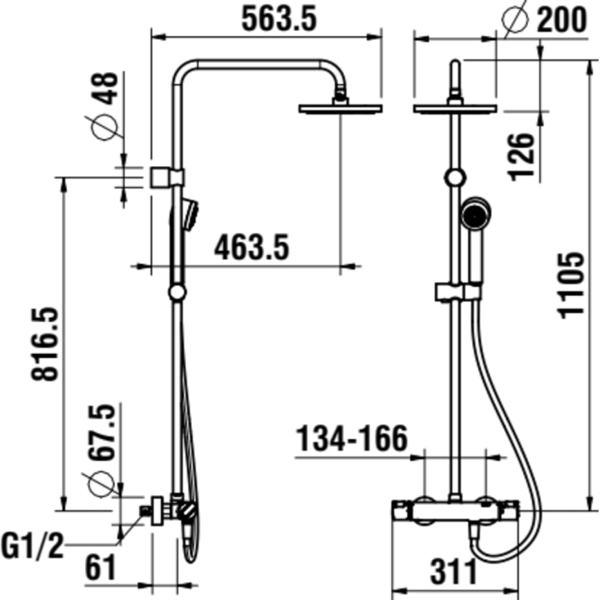LAUFEN HF500957100600 - Σετ μπάνιου με θερμοστατική μπαταρία CITYPRO γυαλιστερό χρώμιο