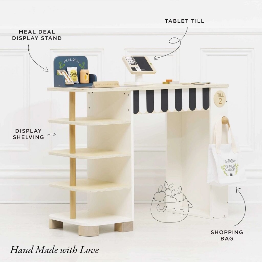 Le Toy Van - Ξύλινο παιχνίδι ρόλων πάγκος Supermarket με ταμειακή μηχανή και αξεσουάρ