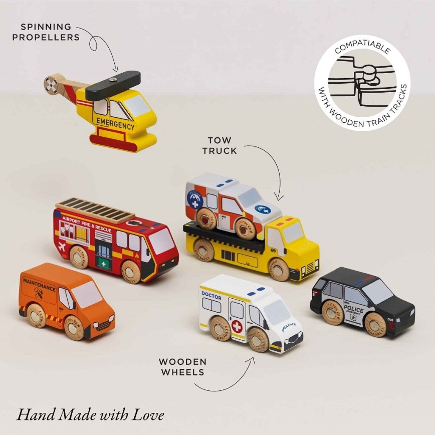 Le Toy Van - Σετ of rescue αυτοκίνητα with helicopter