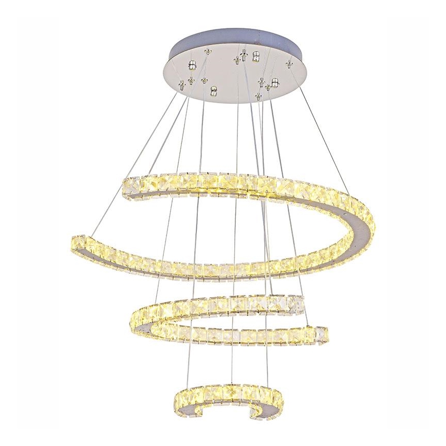 LED Ρυθμιζόμενο Κρυστάλλινο Φωτιστικό Οροφής με Καλώδιο LED/100W/230V 3000-6500K ασημί + τηλεχειριστήριο