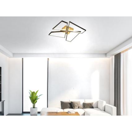 LED Ρυθμιζόμενο Φωτιστικό Οροφής LED/115W/230V 3000-6500K Καφέ/Μαύρο με Τηλεχειριστήριο