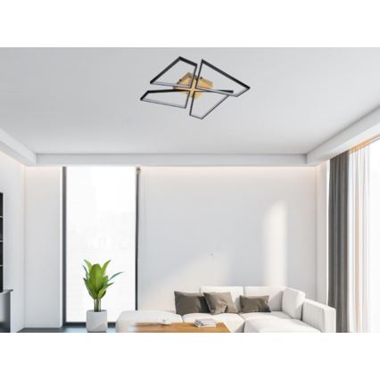 LED Ρυθμιζόμενο Φωτιστικό Οροφής LED/115W/230V 3000-6500K Καφέ/Μαύρο με Τηλεχειριστήριο