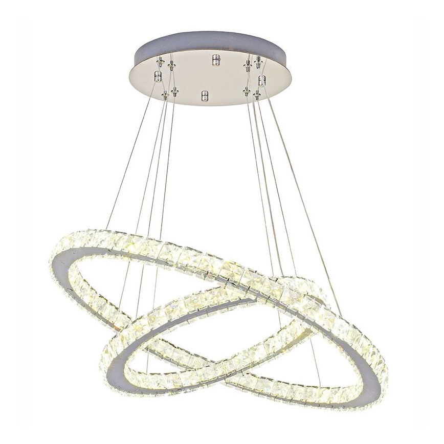 LED Ρυθμιζόμενο Κρυστάλλινο Φωτιστικό Οροφής με Καλώδιο LED/115W/230V 3000-6500K ασημί + τηλεχειριστήριο