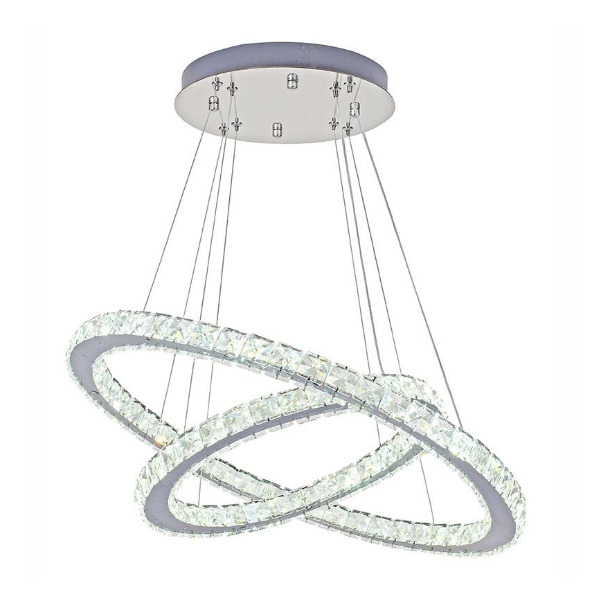 LED Ρυθμιζόμενο Κρυστάλλινο Φωτιστικό Οροφής με Καλώδιο LED/115W/230V 3000-6500K ασημί + τηλεχειριστήριο