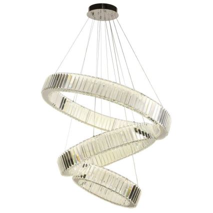 LED Ρυθμιζόμενο Κρυστάλλινο Φωτιστικό Οροφής με Καλώδιο LED/115W/230V 3000-6500K Γυαλιστερό Χρώμιο + Τηλεχειριστήριο