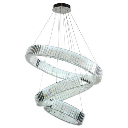 LED Ρυθμιζόμενο Κρυστάλλινο Φωτιστικό Οροφής με Καλώδιο LED/115W/230V 3000-6500K Γυαλιστερό Χρώμιο + Τηλεχειριστήριο