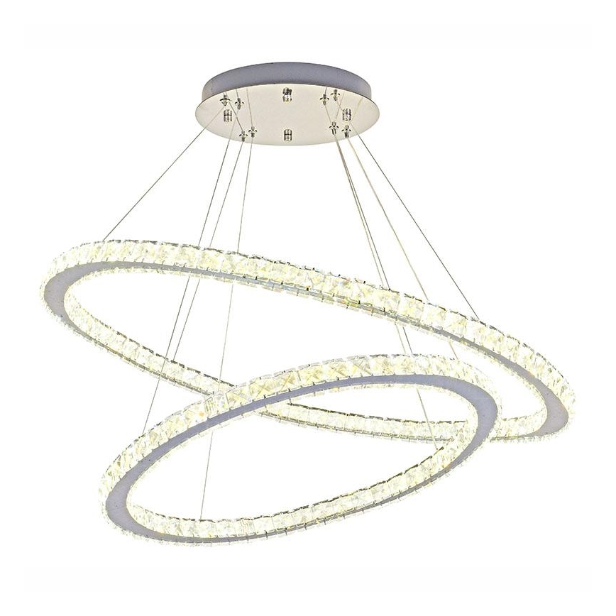 LED Ρυθμιζόμενο κρυστάλλινο φωτιστικό οροφής με καλώδιο LED/160W/230V 3000-6500K ασημί + τηλεχειριστήριο