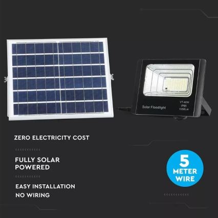 LED Ρυθμιζόμενος Ηλιακός Προβολέας LED/16W/3,2V 4000K IP65 10000 mAh + τηλεχειριστήριο