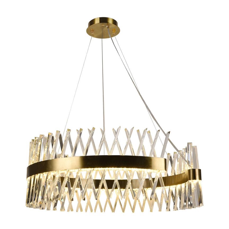 LED Ρυθμιζόμενο Κρυστάλλινο Φωτιστικό Οροφής με Καλώδιο LED/175W/230V 3000-6500K Χρυσό + Τηλεχειριστήριο