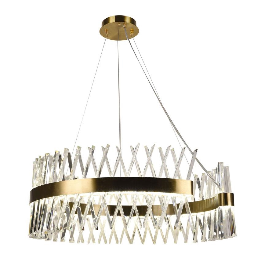 LED Ρυθμιζόμενο Κρυστάλλινο Φωτιστικό Οροφής με Καλώδιο LED/175W/230V 3000-6500K Χρυσό + Τηλεχειριστήριο