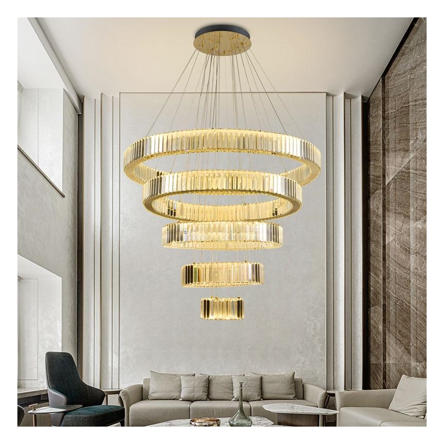 LED Ρυθμιζόμενο Κρυστάλλινο Φωτιστικό Οροφής με Καλώδιο LED/195W/230V 3000-6500K + τηλεχειριστήριο