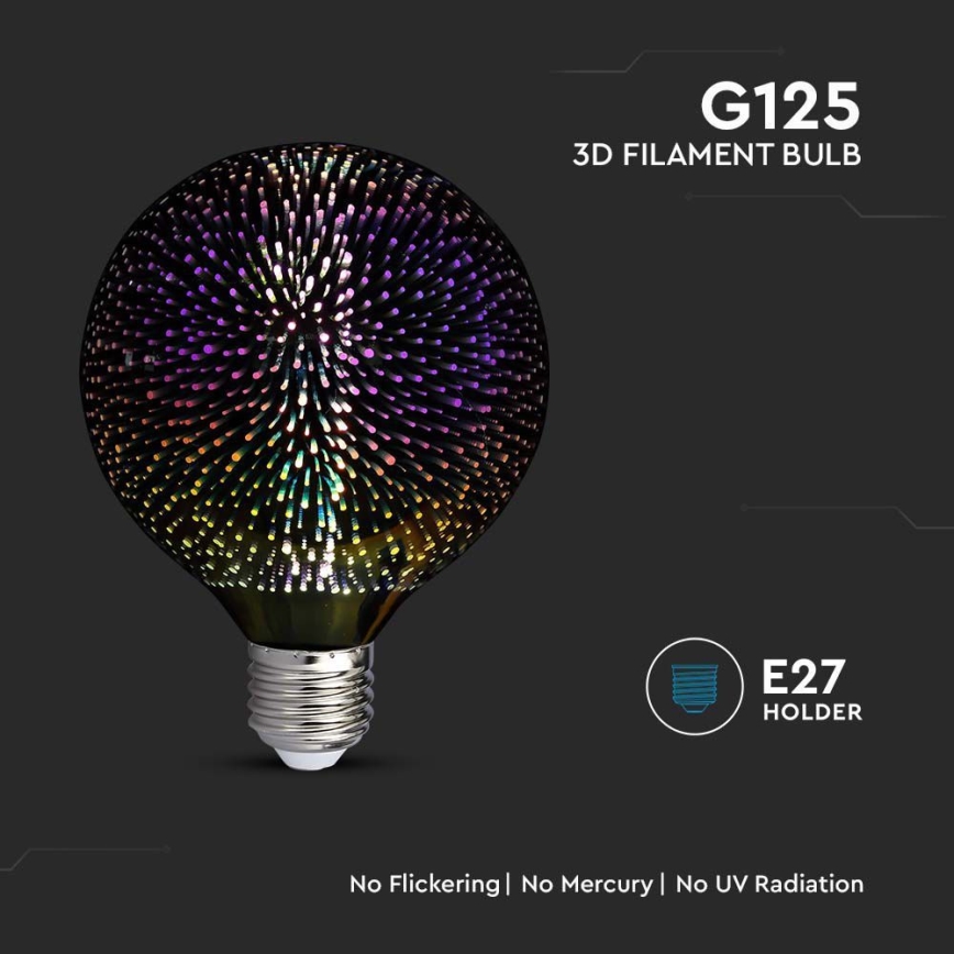 LED 3D Διακοσμητική Λάμπα FILAMENT G125 E27/4W/230V 3000K