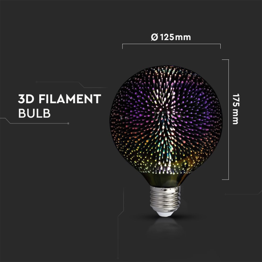 LED 3D Διακοσμητική Λάμπα FILAMENT G125 E27/4W/230V 3000K
