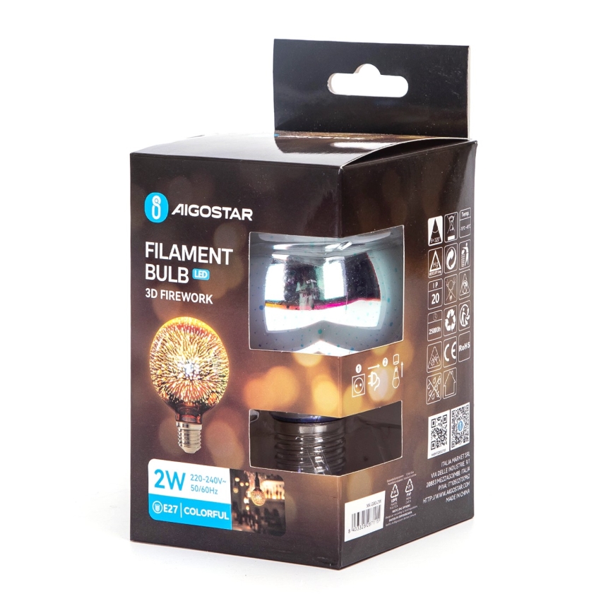 LED 3D Διακοσμητικός λαμπτήρας E27/2W/230V - Aigostar