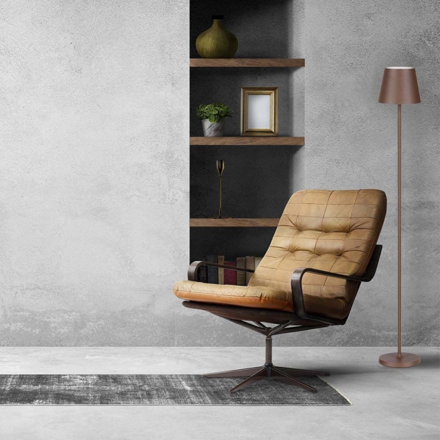 LED Ρυθμιζόμενος επαναφορτιζόμενος επιδαπέδιος φωτισμός 3 σε 1 LED/4W/5V 4400 mAh 3000K IP54 καφέ