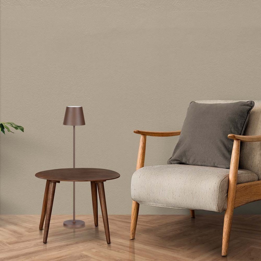 LED Ρυθμιζόμενος επαναφορτιζόμενος επιδαπέδιος φωτισμός 3 σε 1 LED/4W/5V 4400 mAh 3000K IP54 καφέ