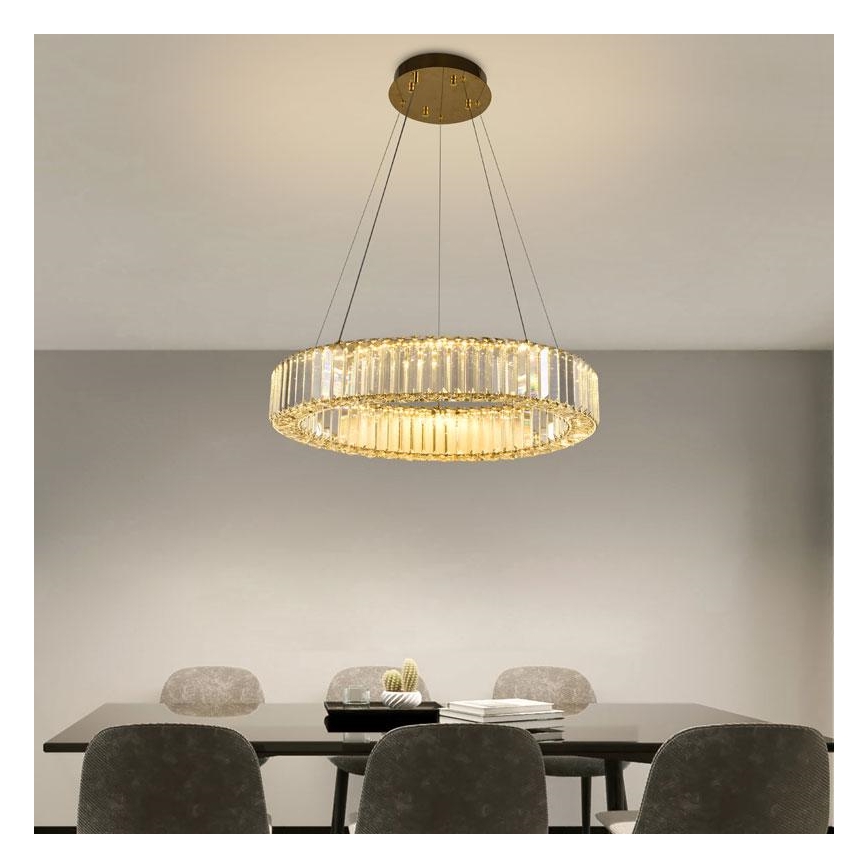 Ρυθμιζόμενο LED κρυστάλλινο φωτιστικό οροφής με καλώδιο LED/40W/230V 3000-6500K χρώμιο/χρυσό + τηλεχειριστήριο