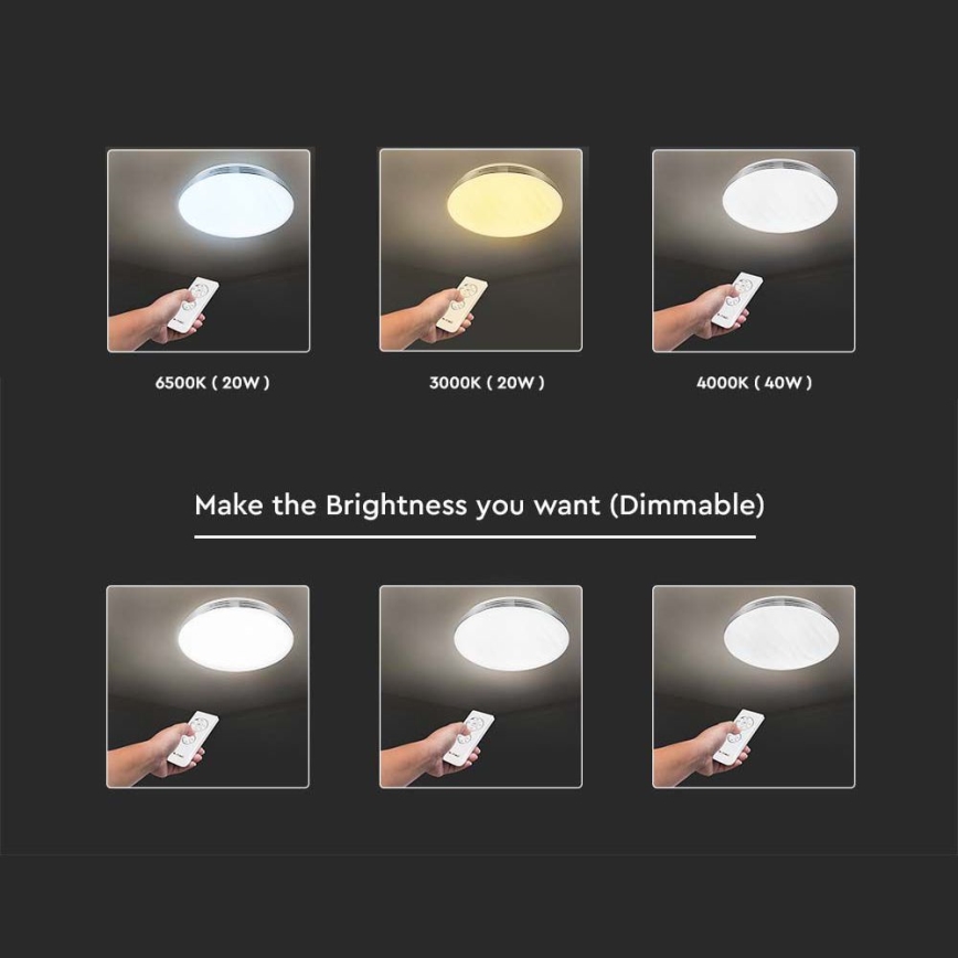 LED Ρυθμιζόμενο Φωτιστικό Οροφής LED/40W/230V 3000K/4000K/6500K Ø 39,5 εκ. + τηλεχειριστήριο