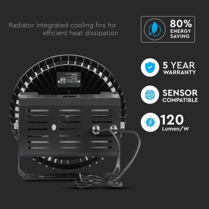 LED Ρυθμιζόμενο Βιομηχανικό Φωτιστικό High Bay LED/500W/230V 4000K IP65 μαύρο