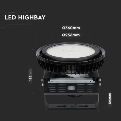 LED Ρυθμιζόμενο Βιομηχανικό Φωτιστικό High Bay LED/500W/230V 4000K IP65 μαύρο