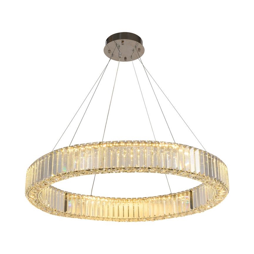 LED Ρυθμιζόμενο Κρυστάλλινο Φωτιστικό Οροφής με Καλώδιο LED/50W/230V 3000-6500K Γυαλιστερό Χρώμιο + Τηλεχειριστήριο