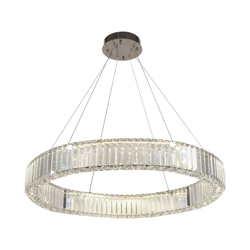 LED Ρυθμιζόμενο Κρυστάλλινο Φωτιστικό Οροφής με Καλώδιο LED/50W/230V 3000-6500K Γυαλιστερό Χρώμιο + Τηλεχειριστήριο