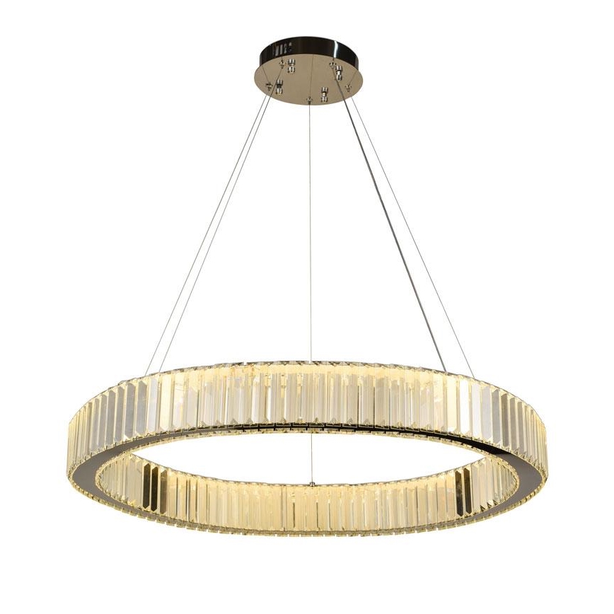 LED Ρυθμιζόμενο Κρυστάλλινο Φωτιστικό Οροφής με Καλώδιο LED/50W/230V 3000-6500K Γυαλιστερό Χρώμιο + Τηλεχειριστήριο