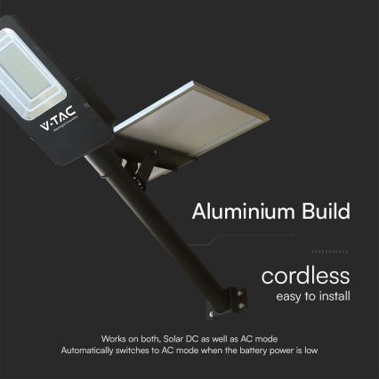 LED Ρυθμιζόμενος υβριδικός ηλιακός φωτισμός δρόμου LED/50W/230V 6500K IP65 50000 mAh + τηλεχειριστήριο