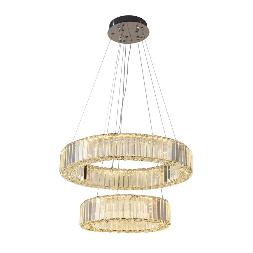 LED Ρυθμιζόμενο κρυστάλλινο φωτιστικό οροφής με καλώδιο LED/65W/230V 3000-6500K γυαλιστερό χρώμιο + τηλεχειριστήριο