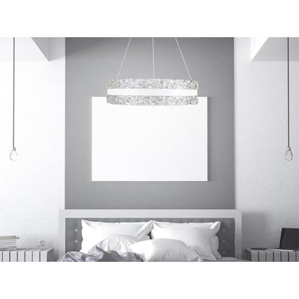 LED Ρυθμιζόμενο κρυστάλλινο φωτιστικό οροφής με καλώδιο LED/80W/230V 3000-6500K λευκό + τηλεχειριστήριο