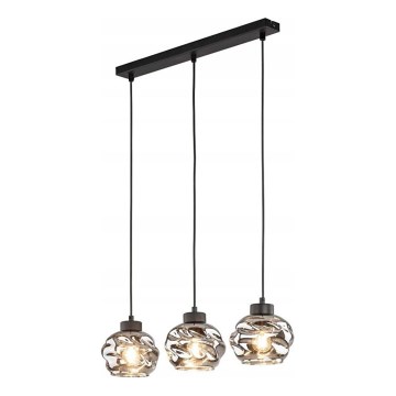 LED αναρτώμενος πολυέλαιος ZULIA σε καλώδιο 3xE27/15W/230V μαύρο/καπνιστό μαύρο