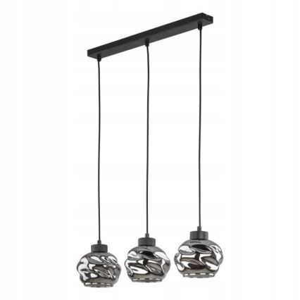 LED αναρτώμενος πολυέλαιος ZULIA σε καλώδιο 3xE27/15W/230V μαύρο/καπνιστό μαύρο