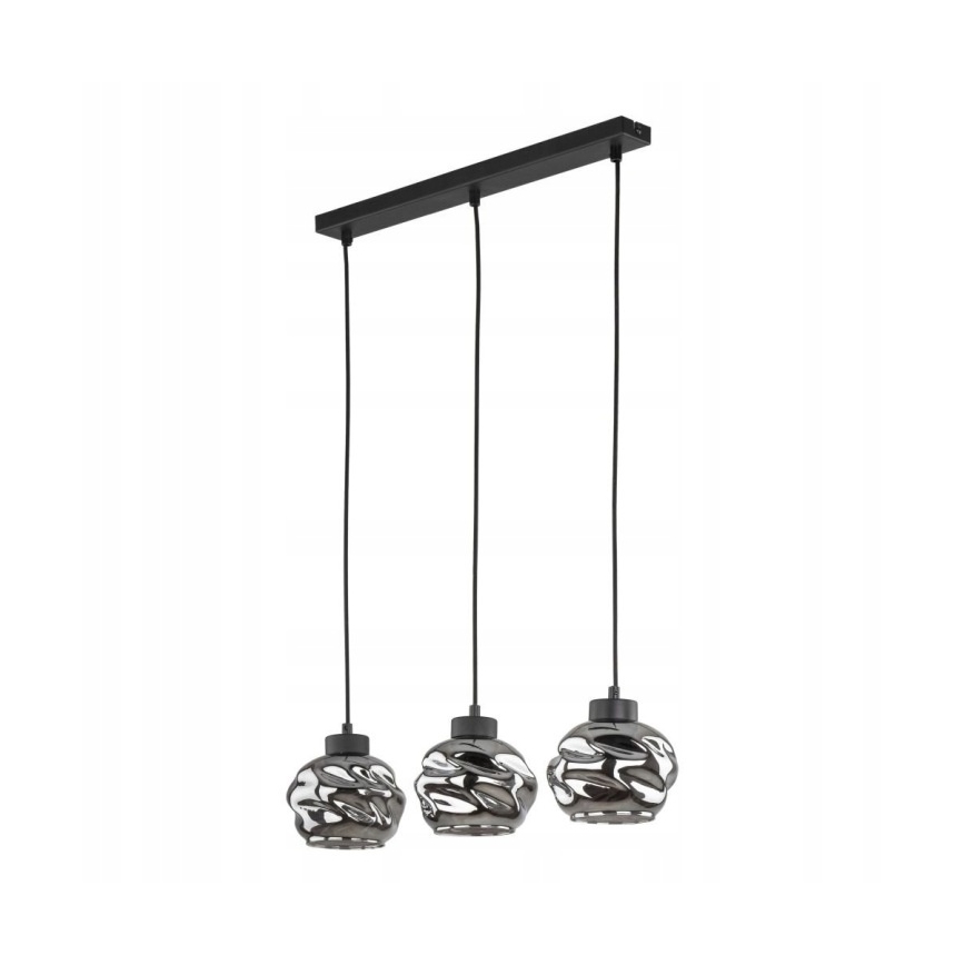 LED αναρτώμενος πολυέλαιος ZULIA σε καλώδιο 3xE27/15W/230V μαύρο/καπνιστό μαύρο