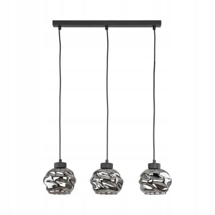LED αναρτώμενος πολυέλαιος ZULIA σε καλώδιο 3xE27/15W/230V μαύρο/καπνιστό μαύρο