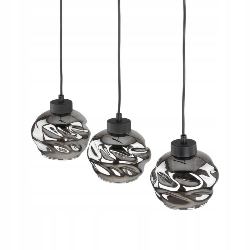 LED αναρτώμενος πολυέλαιος ZULIA σε καλώδιο 3xE27/15W/230V μαύρο/καπνιστό μαύρο