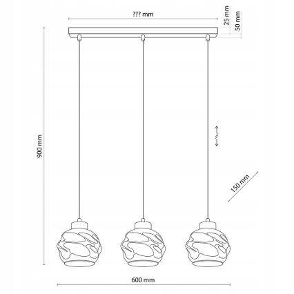 LED αναρτώμενος πολυέλαιος ZULIA σε καλώδιο 3xE27/15W/230V μαύρο/καπνιστό μαύρο
