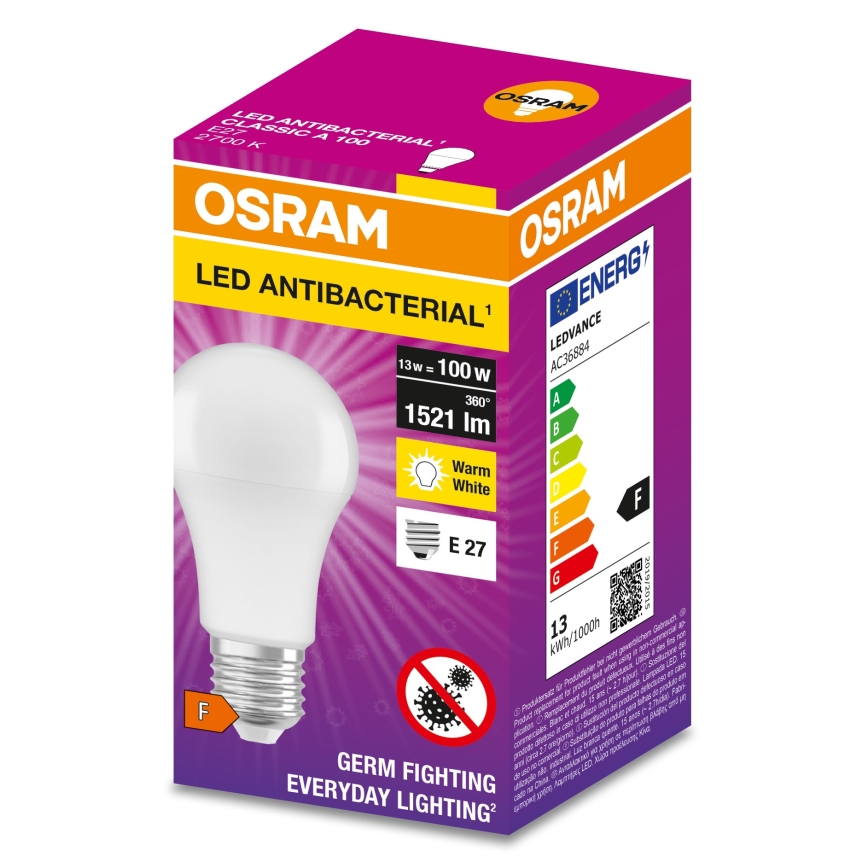 LED Αντιβακτηριδιακός λαμπτήρας A100 E27/13W/230V 2700K - Osram