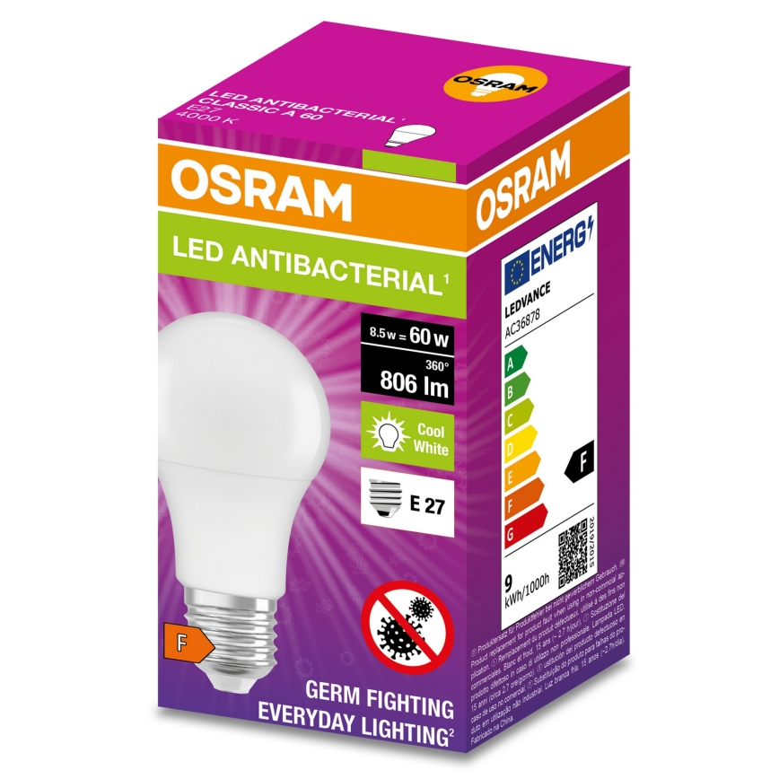 LED Αντιβακτηριδιακός λαμπτήρας A60 E27/8,5W/230V 4000K - Osram