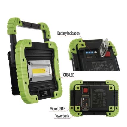 LED COB Επαναφορτιζόμενο προβολέας LED/3,7V 3000 mAh IP44