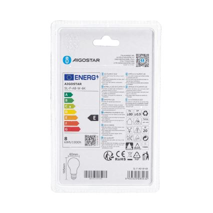 LED λάμπα A60 E27/8W/230V 330° 6500K - Aigostar