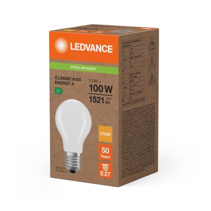 LED Λάμπα CLASSIC FILAMENT A60 E27/7,2W/230V 2700K - Ledvance
