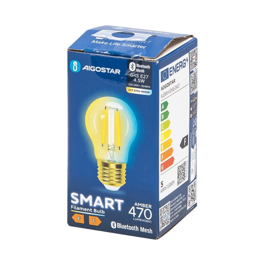 LED Ρυθμιζόμενη Λάμπα FILAMENT MESH Smart G45 E27/4,5W/230V 2700-6500K - Aigostar