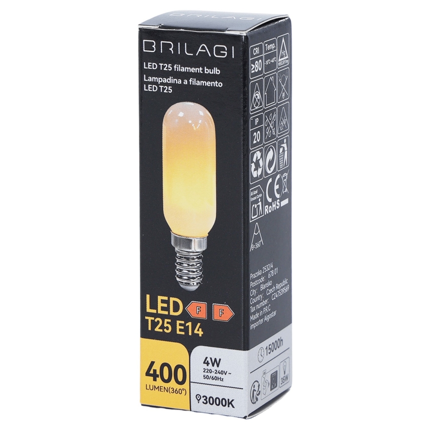 LED λάμπα FILAMENT T25 E14/4W/230V 3000K - BRILAGI