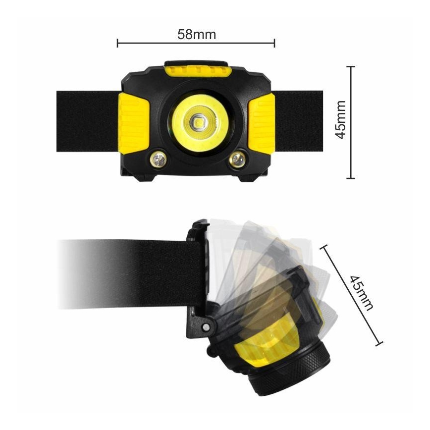 LED Λάμπα κεφαλής 2xLED/5W/3xAAA + LED/3W